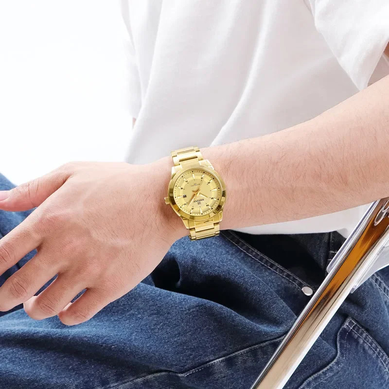 NAVIFORCE NF 8029 Mens Watches Stainless Steel Strap Casual Male Quartz Sports Wristwatch Luxury Waterproof Date Clock