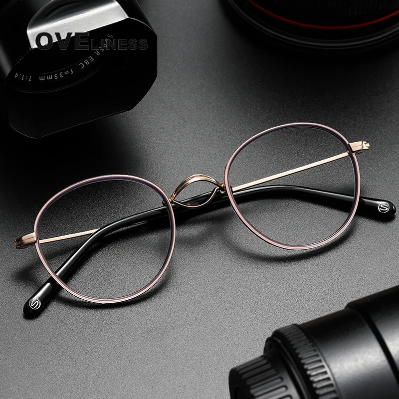 

2026 ацетатная титановая оправа для очков для мужчин и женщин, ретро винтажная круглая оправа для очков, очки