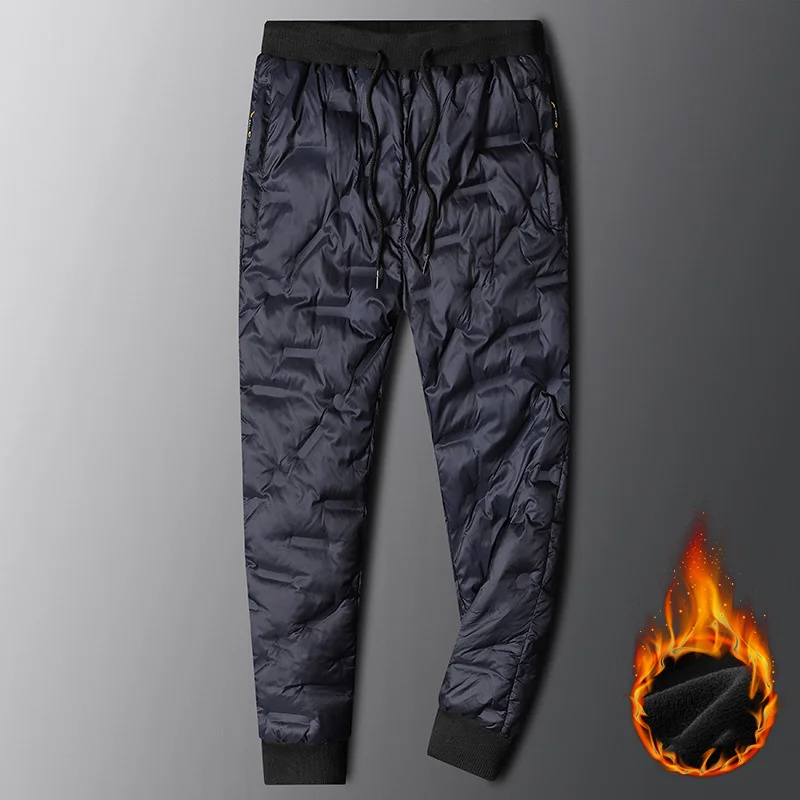 Outdoor Men's Thickened 2023 Winter Waterproof Warm Down Pants Elegant Trendy Cold Insulation Sports Padded Pencil Trousers