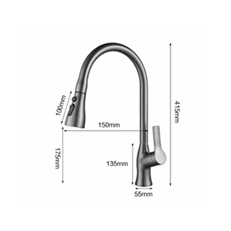 Modern Kitchen Faucet household Flow Kitchen Sink Faucets with Pull out Light luxury 360 ° rotation Sprayer High for Flexible