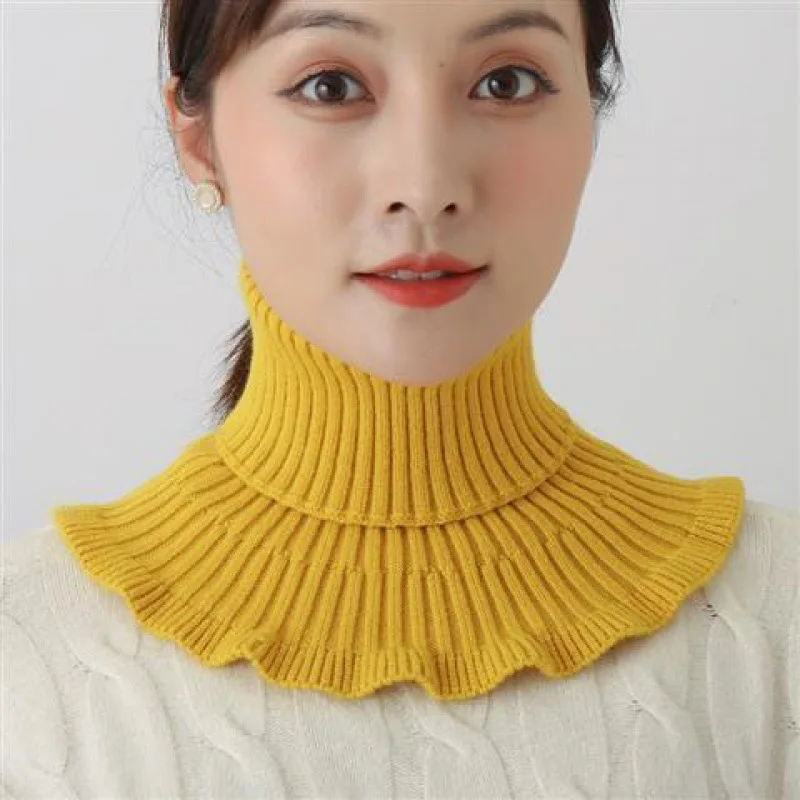 Knitted Collar Scarf Women Turtleneck Knitted False Fake Collar Detachable Scarf Warm Winter Windproof Ruffles Wrap Scarf 2023