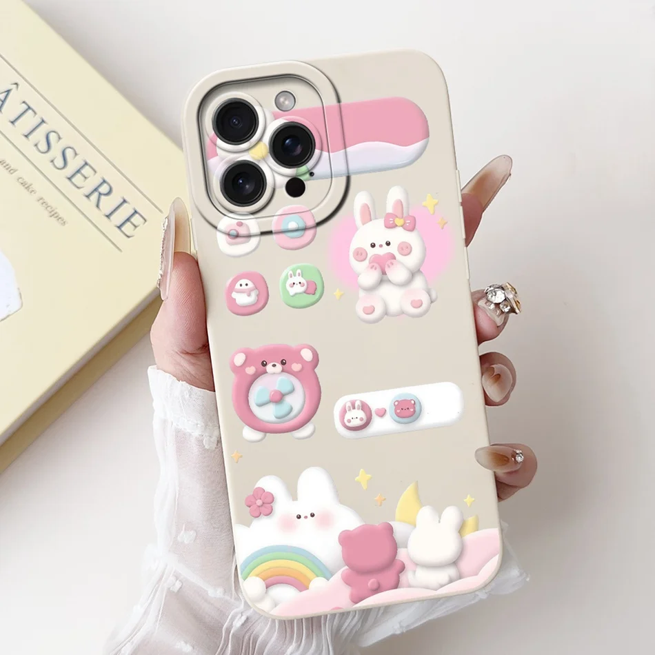 آيفون 15 برو ماكس 15 برو لطيف أرنب القط الكرتون جراب هاتف آيفون 15 برو 15ProMax للصدمات لينة سيليكون حالات مصدات #5