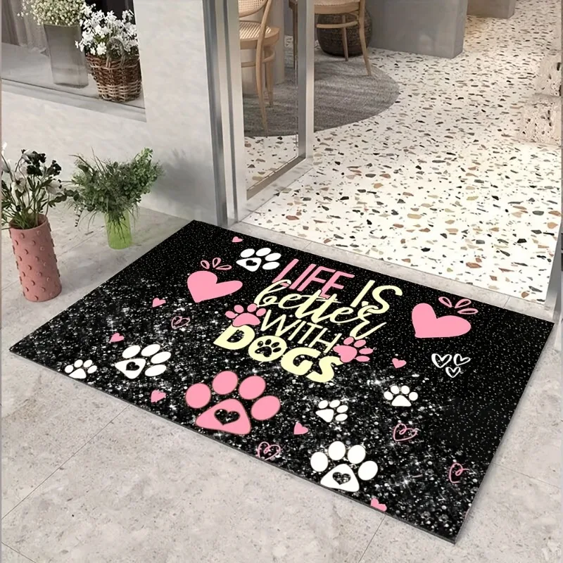 Dog Print Door Mat Non Slip Machine Washable Indoor and Outdoor Carpets Kitchen Bathroom Home Decoration Entrance Door Mat