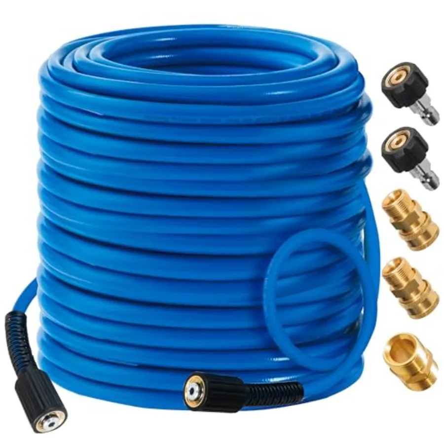 

Pressure Washer Hose 100 Feet 3600 PSI Flexible Kink Resistant Power Washer Hose Replacement 1/4" Quick Connect Pressure Hose E