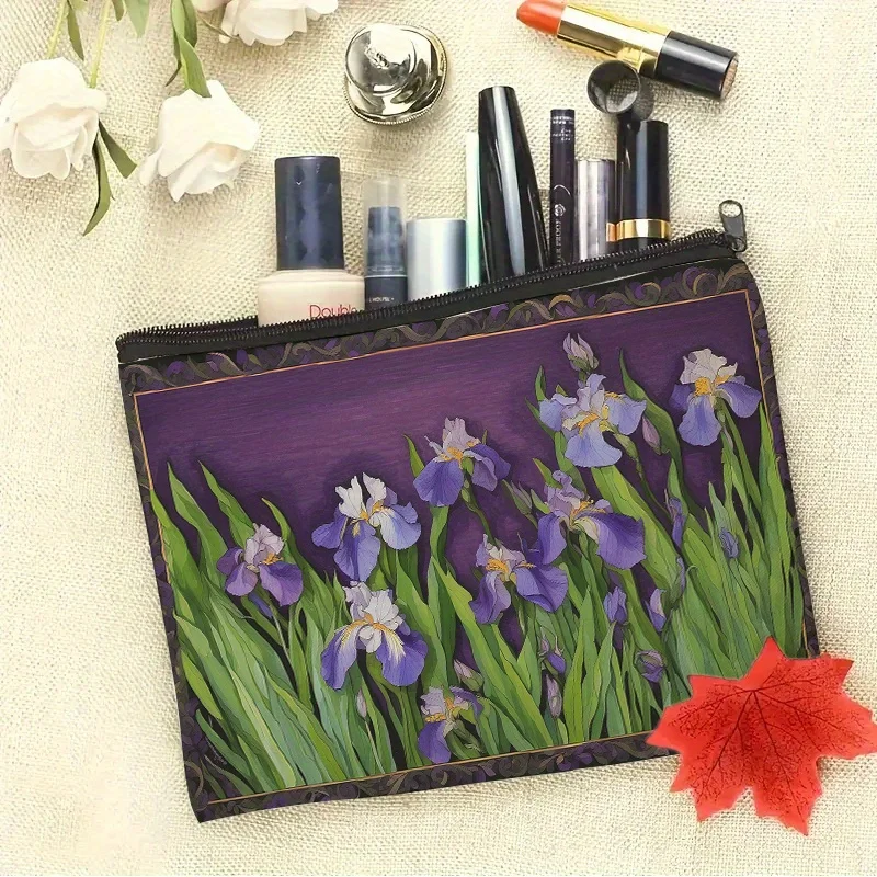 A Daisy Flower Print Makeup Bag - Multi-functional Large Capacity Portable Makeup Bag, Perfect Travel Zipper Small Storage Bag 2