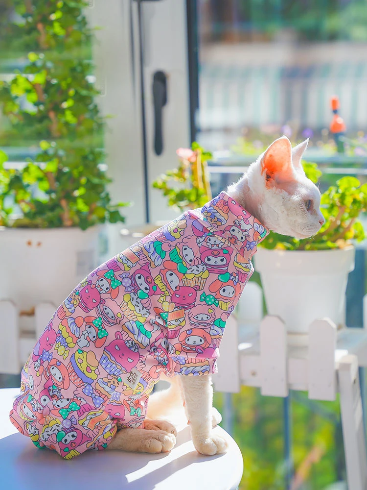 Sphynx Cat Warm Coat in Spring Hairless Cat Clothes Soft Cotton Turtleneck Jumpsuit For Devon Rex Sweet Sweatshirt For Kittens