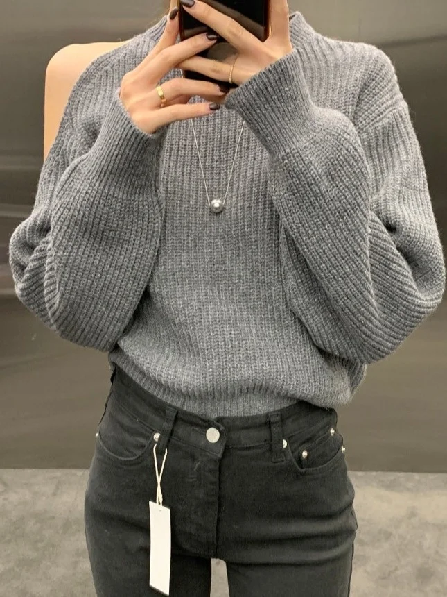 

Сексуальный вязаный свитер с круглым вырезом и длинным светом для женщин, шикарный осенне-зимний высококачественный модный топ Pure Desire для подростков