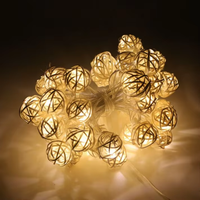 String USB 10/20/30/40 Rattan Ball 1M 2M 3M 4M LED String Light 3CM White Sepak TakrawChristmas Wedding Party Decoration Lights