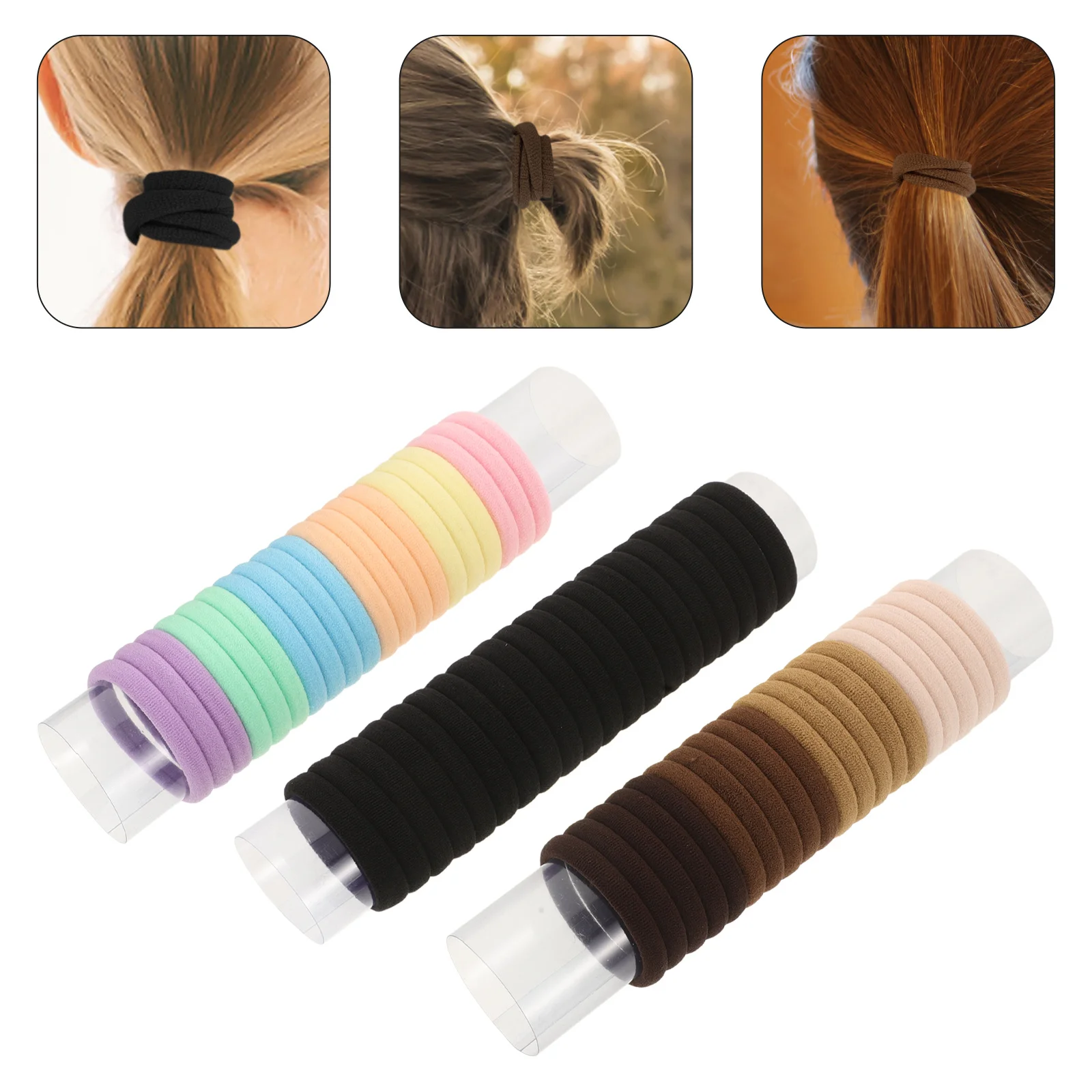 

60Pcs High Elastic Seamless Hair Bands Thick Cotton Hair Ties Multi Color Soft Ponytail Holders for Women Girls