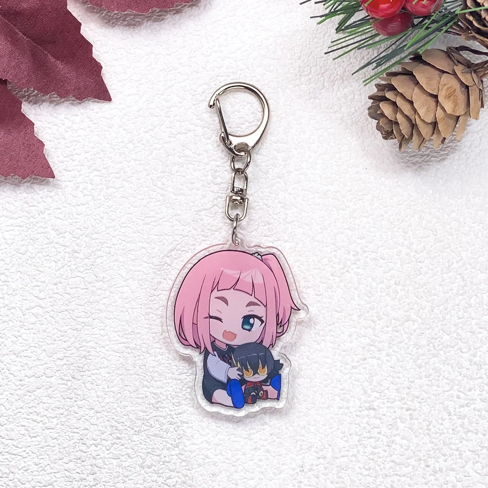 8Pcs Anime Figures Jellyfish Can't Swim in the Night Car Keychain Accessories Acrylic Charms Pendant For Bag Backpack Key Holder