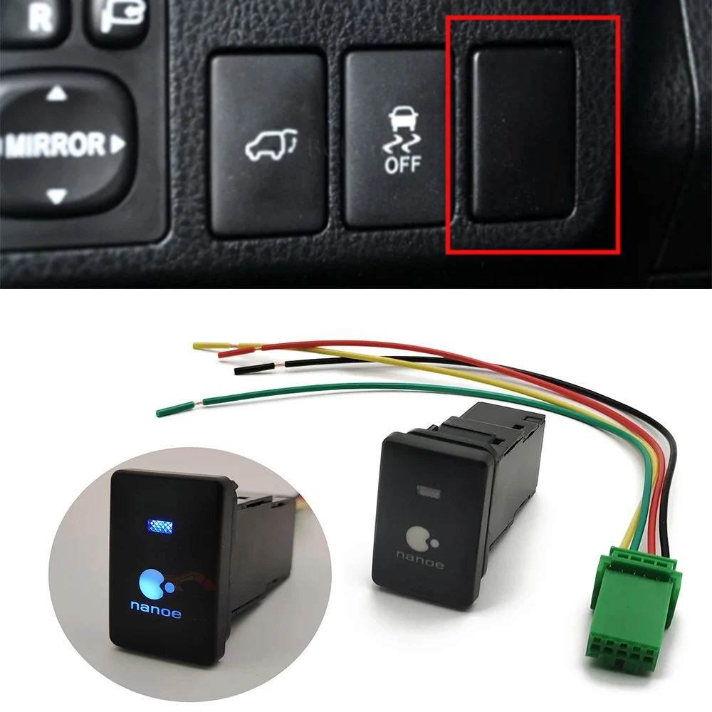 For Toyota Camry Prius Corolla PRADO Blue LED Car Driving Light Bar Power On Off Air Purifier Switch Button