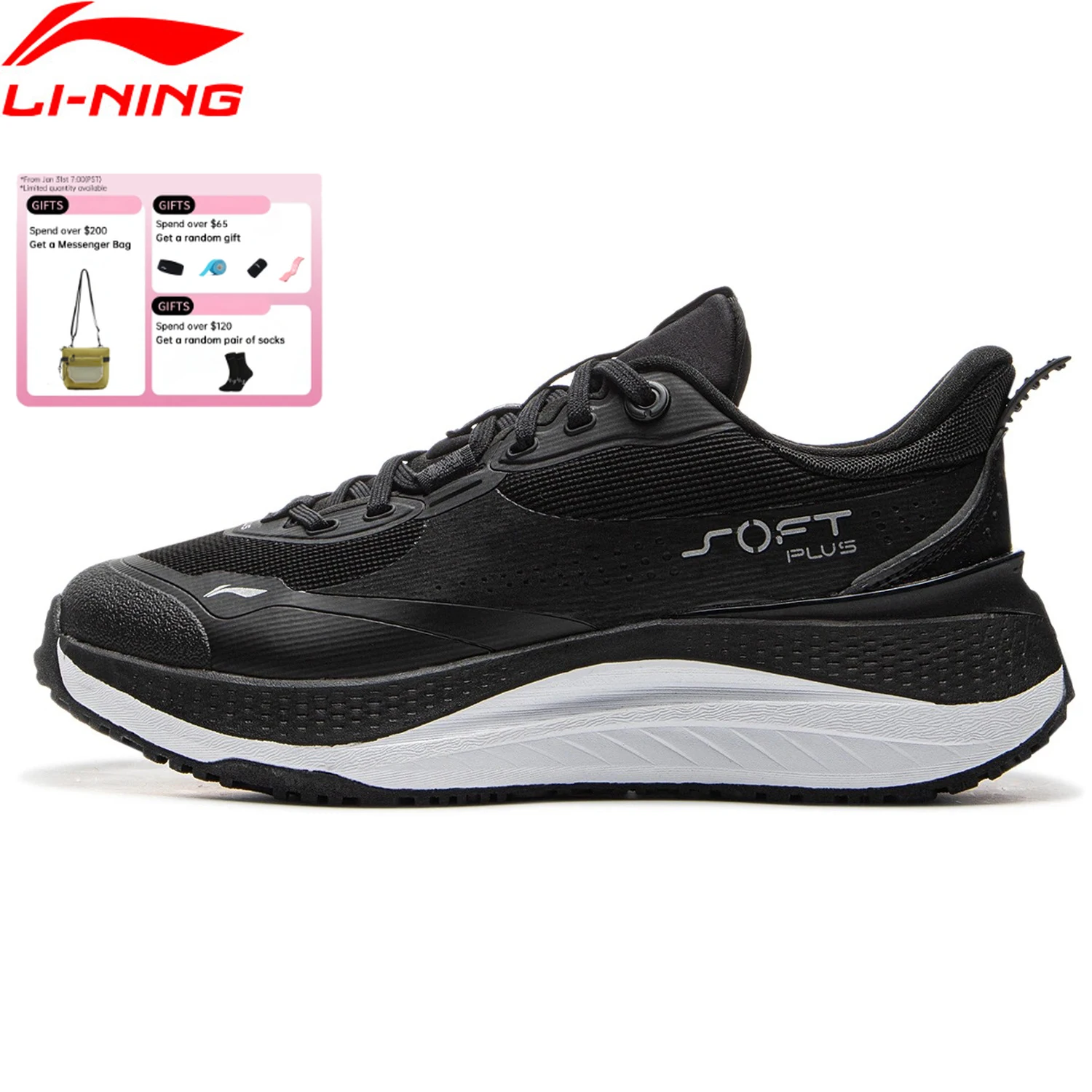 

Женские классические повседневные кроссовки Li-Ning SOFT PLUS с амортизацией, удобные для ношения, LiNing WATERSHELL, для отдыха и фитнеса, AGLU088