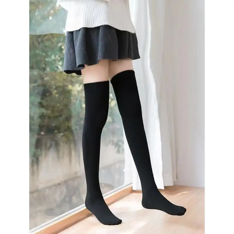 Lolita Stockings 1 Pair Of Jk Girls' College Style Cotton Thick Black Tabi Over-knee High Two Fingers Socks Student Sockslady