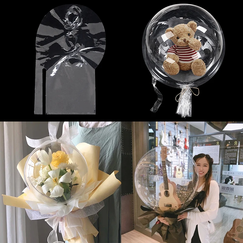 3 Stück große breite Hals transparente Bobo Ballon Blumenstrauß Puppe Snack Geschenkpapier Valentinstag Geburtstag Party Hochzeit Dekor