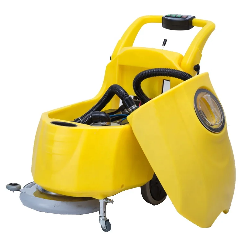 new design low noise 17inch single brush battery type walk behind scrubber burnishing floor cleaning machine with squeegee