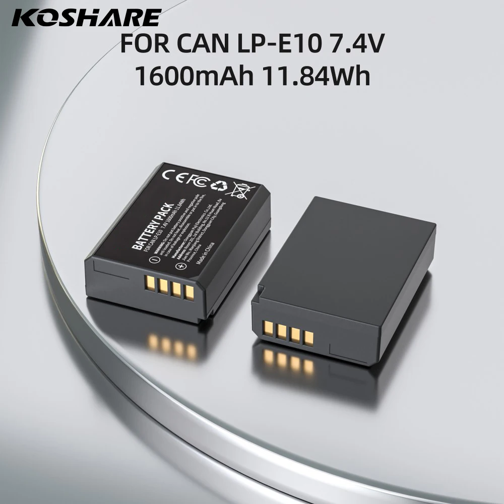 KOSHARE LP-E10 1600mAh Digital Battery  + USB Charger for Canon EOS 1100D 1200D 1300D 2000D 4000D Rebel T3 T5 T6 KISS X50 X70