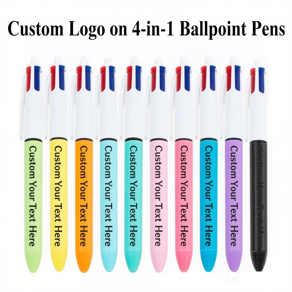 

Custom Logo Colorful 4-in-1 Retractable Ballpoint Pens Assorted Ink Pen for Adults, Nurse, School, Stocking Stuffer, Party Favor