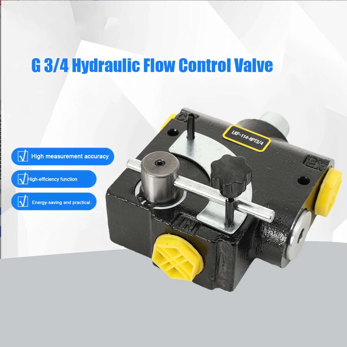 

Hydraulic Adjustable Flow Control Valve w/ Relief 3/4”NPT 0-30 GPM Max 3000 PSI Hydraulic Variable Valvefor Industrial System