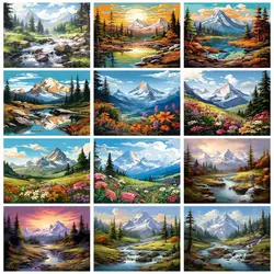 CHENISTORY Pictures By Number Snow Mountain Scenery Kits Painting By Number Drawing On Canvas HandPainted Art Home Decoration