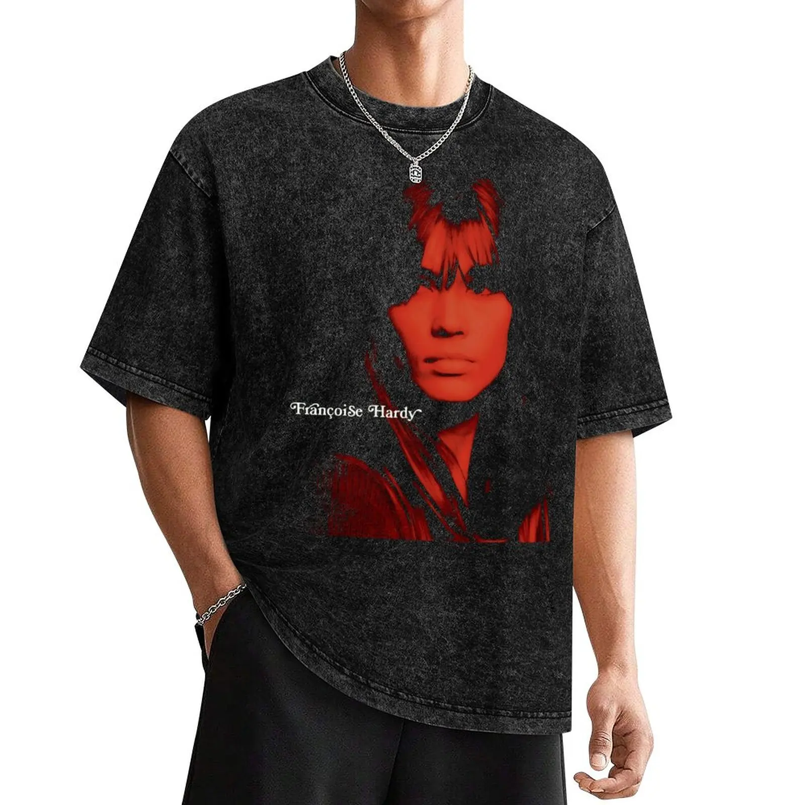 

FRANCOISE HARDY RED PORTRAIT T-Shirt kawaii clothes blue lock funny t shirts for men