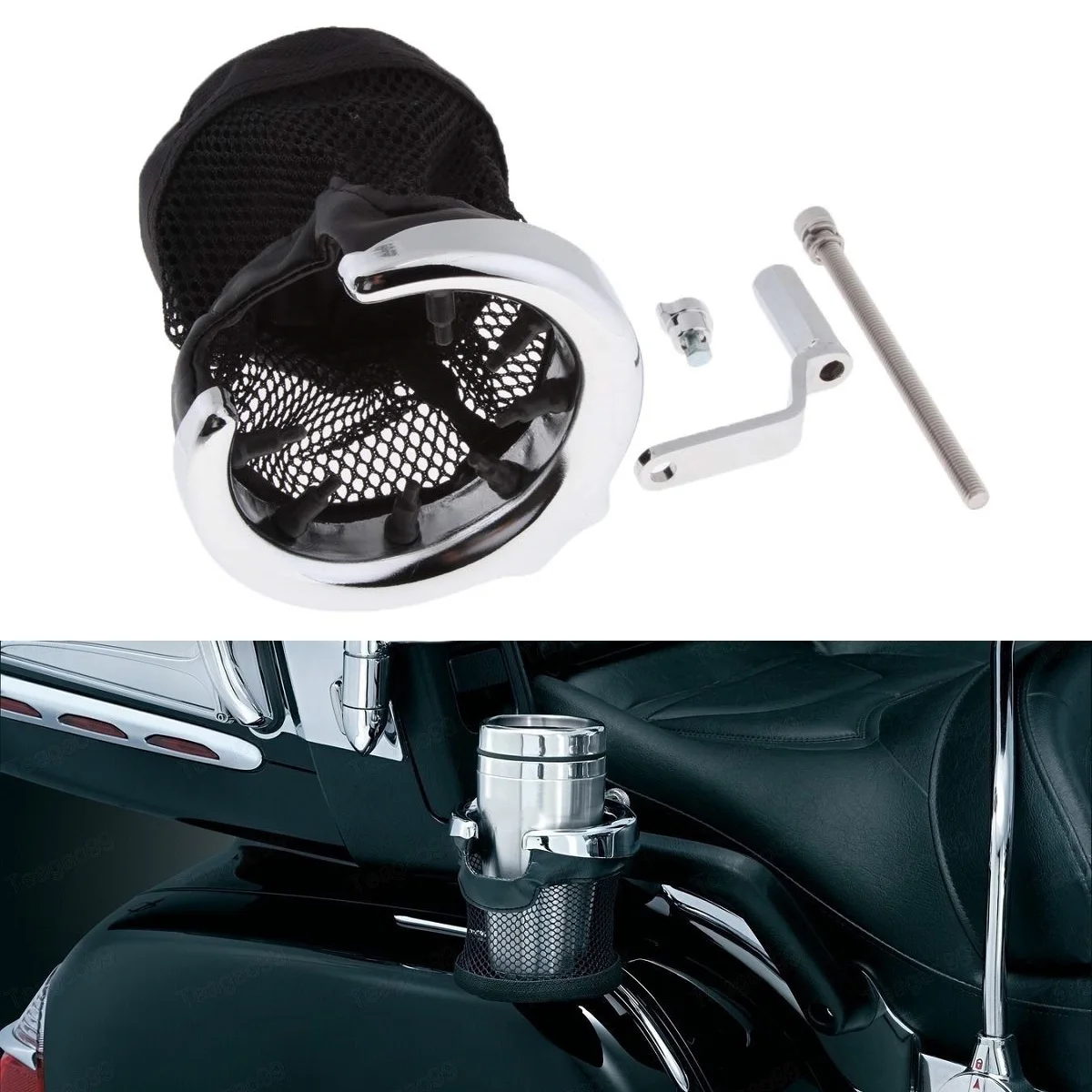 

Motorcycle Chrome Cup Holder Passenger Water Drink Bottle Holder Basket For Honda Gold Wing GL1800 2001-2015, F6B 2013-2015