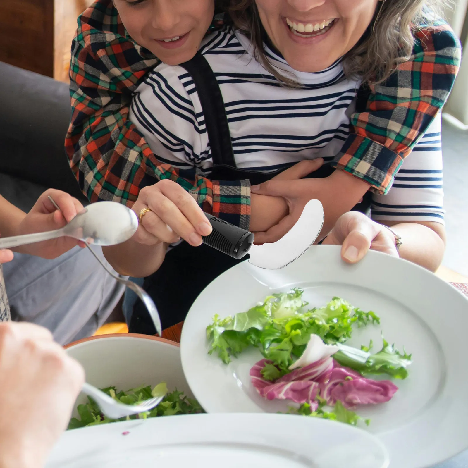 

Elderly Assistance Cutter Stainless Steel Anti-Shake Design Rehabilitation Eating Tool For Disabled Adults Adaptive Utensils