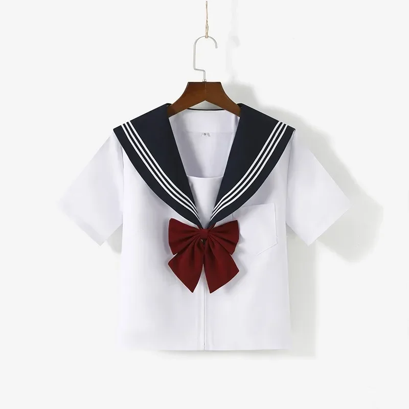 Traje de marinero de tres libros JK uniforme de manga larga, traje de Falda plisada, estilo de primavera y otoño, Falda plisada azul, uniforme de colegiala