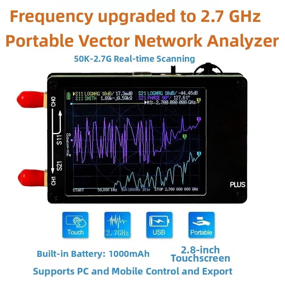 

Векторный сетевой анализатор от 50 кГц до 2,7 ГГц для портативного портативного NANOVNA с сенсорным экраном и динамическим диапазоном для оценки сигнала