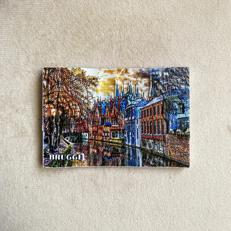 

Creative decoration of Belgian town scenery, cultural and creative tourism souvenirs, refrigerator stickers, powerful magnets