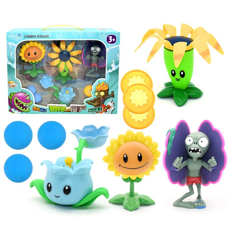 Figuras de Anime de silicona suave para niños, Set completo de eyección de plantas genuinas grandes Vs. Zombie Toys 2, regalos de cumpleaños