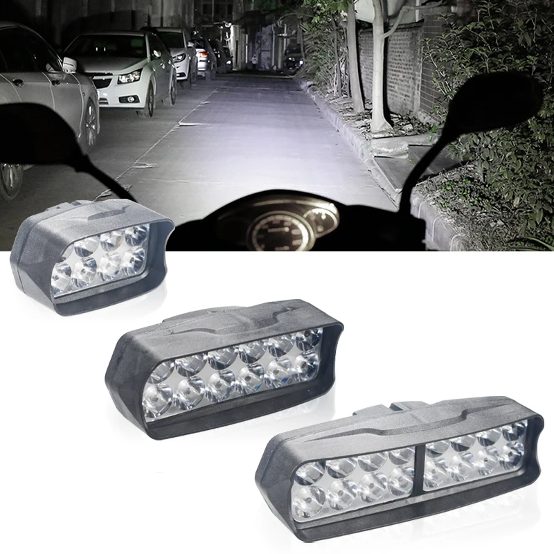 1Pcs 8/12/16 Led Motorcycle Headlight External Auxiliary Lamp Motorbike High Bright DRL Driving Light Work Light White 12V