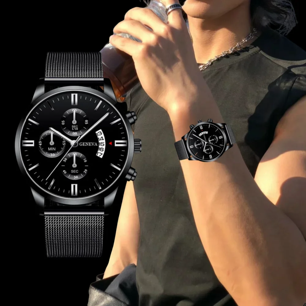 นาฬิกาควอทซ์สายคาดปฏิทินอเนกประสงค์แบบเรียบง่ายและมีสไตล์นาฬิกาสีทองสำหรับนักเรียนวัยรุ่น