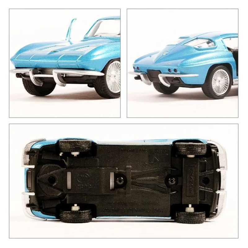 RMZ città 1:36 Modello in lega Chevrolet Corvette Stingray C2 1963 Retro Supercar Simulazione Pressofuso e giocattolo Veicolo Tirare indietro Auto