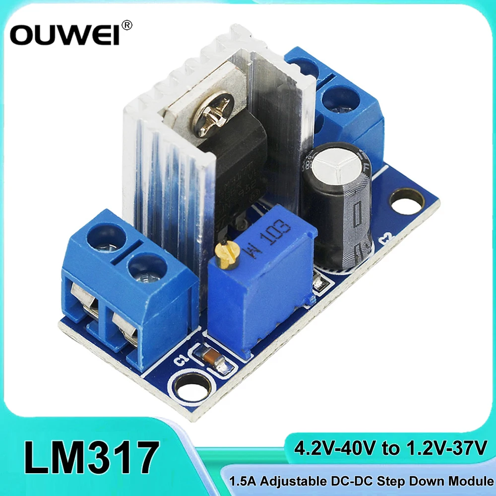 LM317 DC-DC Adjustable Step Down Voltage Regulator Power Supply Converter 4.2-40V Buck Circuit Board Module Linear Regulator