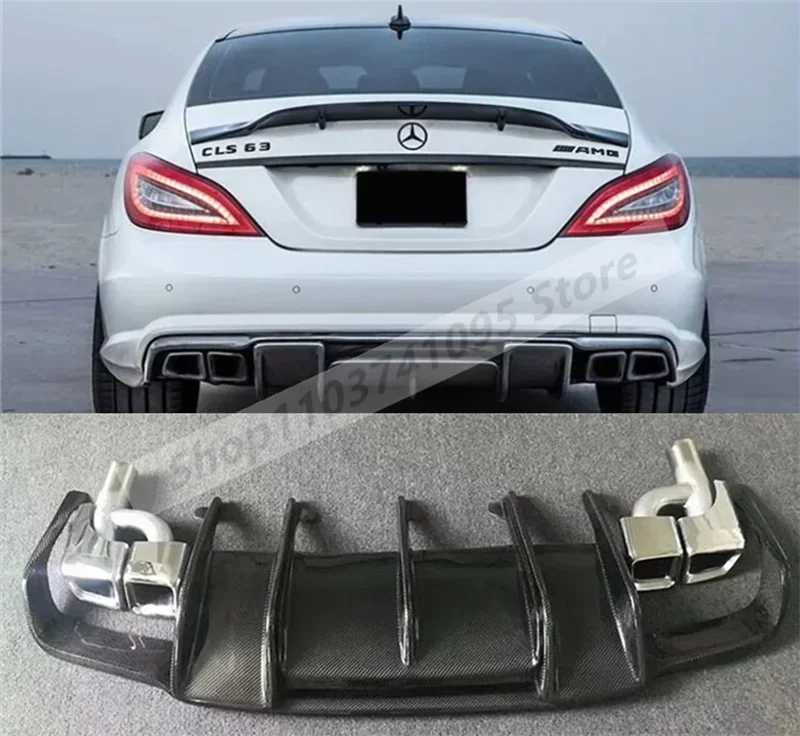 Carbon Fiber Rear Bumper Trunk Door Diffuser Lid Spoiler Exhaust Tips For Mercedes Benz W218 CLS63 CLS350 CLS550 2011-2018