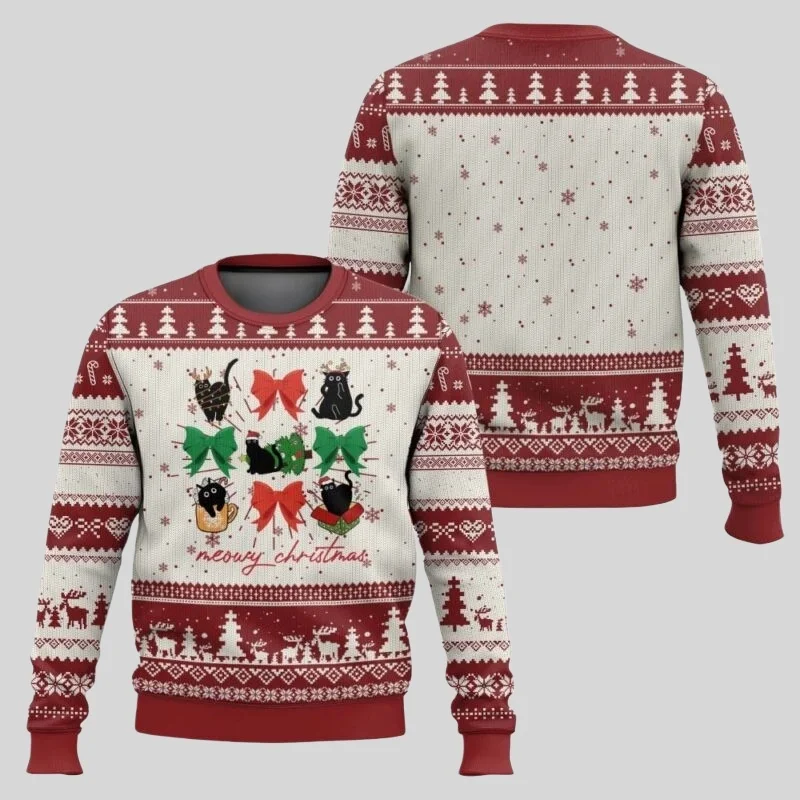 25/26 Gatto nero Bevanda Caffè Brutto maglioni di Natale Stili multipli Divertente festa di festa Pullover Maglione Famiglia Regalo di Natale