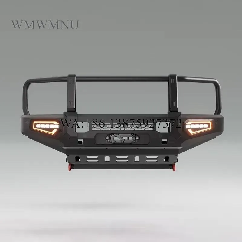 Wmwmnu 4x4 Aluminum Steel Pickup Front Bumper with LED Light Protection Hanger Frame Bar for Dmax 2021-2024 Ranger