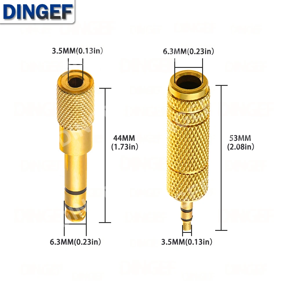 1PCS Gold 6.3mm 1/4
