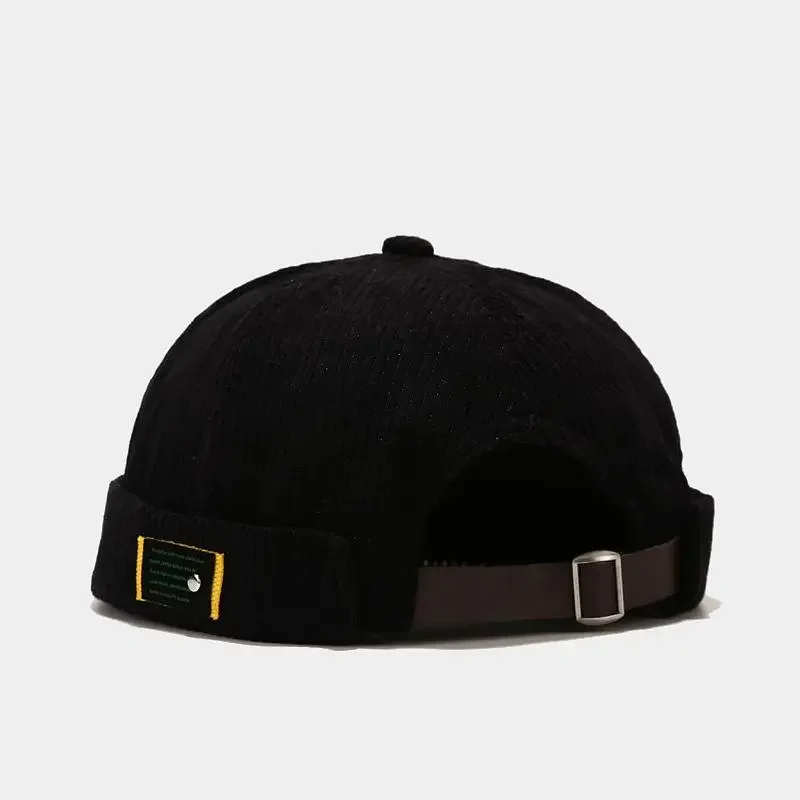 Vintage Docker Cap Brimless Hat Breathable Beanie Hats Corduroy Adjustable Solid Landlord Sailor Cap Men and Women 04