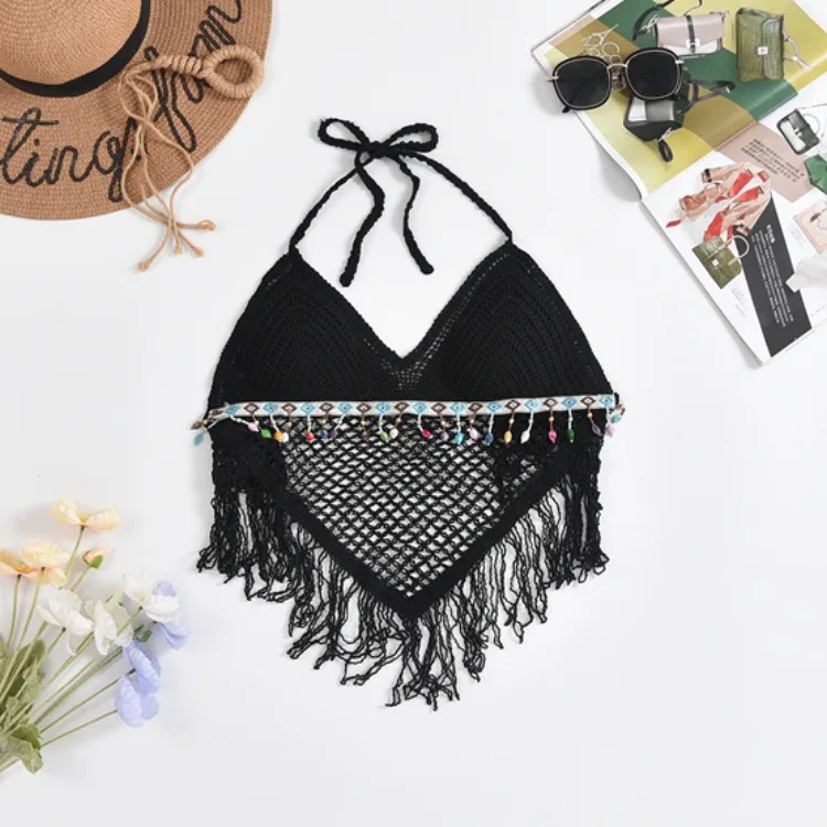 

tassels camisole women sexy padded tanks femme seaside wear camis