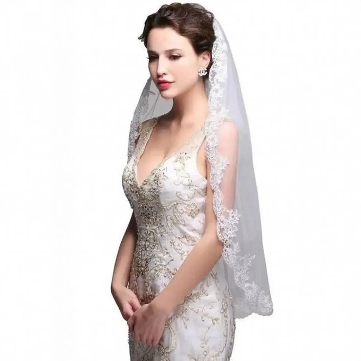

Короткая свадебная фата белого/цвета слоновой кости, аксессуар для невесты