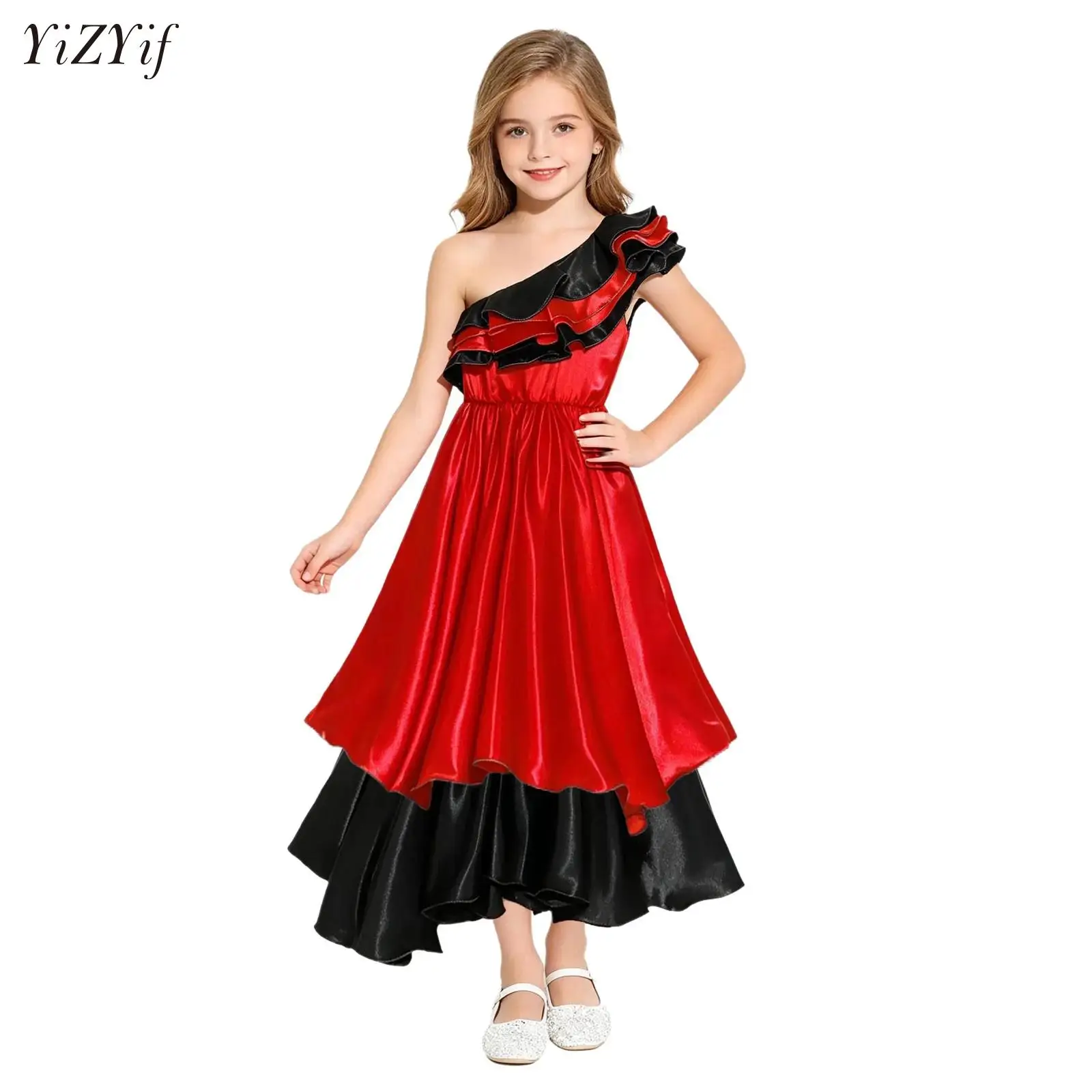 

Dancer Girl National Style Costume Girls Ethnic-style Children's Spanish Flamenco Rumba Samba Stage Dance Costume Rio Carnival