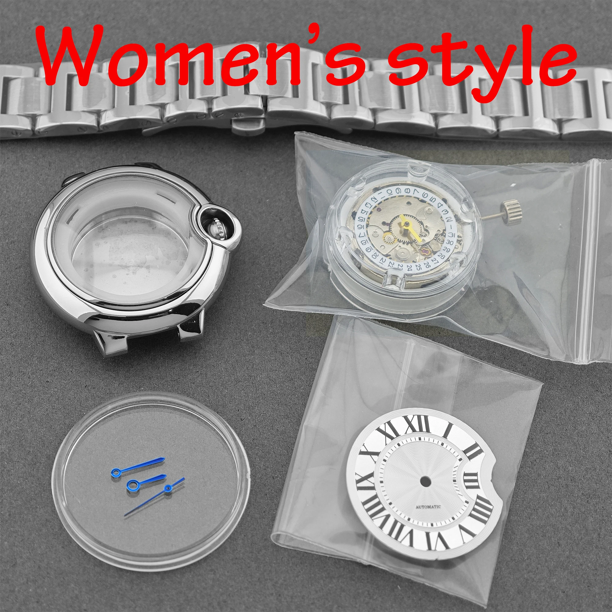 مجموعة علبة ساعة على شكل زوجين مقاسات 42 مم/32.8 مم مادة من الفولاذ المقاوم للصدأ مناسبة لحركات ميوتا 8215 / ST6 مشبك على شكل فراشة