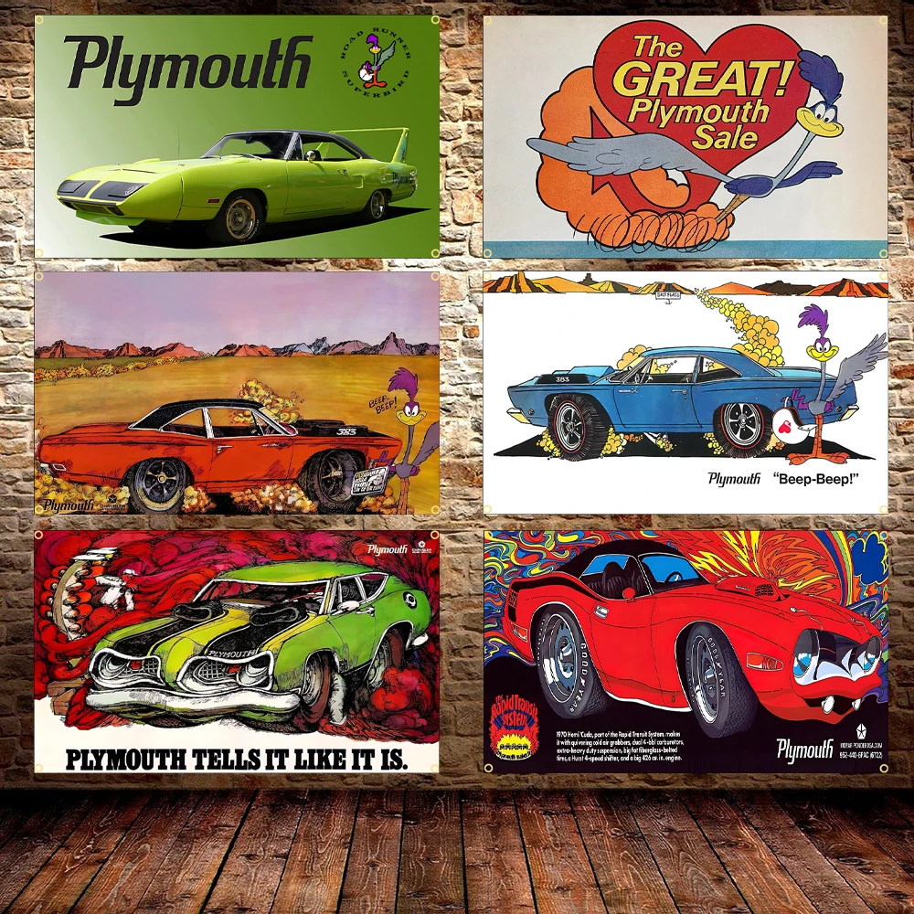 60X90CM 90X150CM Road Runner Car Flag Polyester Printed Plymouths Car Poster Banner For Decor Wall Art Out Door Decoration