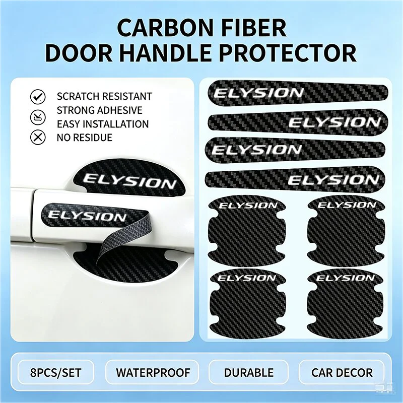 8PCS Carbon Fiber Car Door Handle Bowl Anti Scratch Protector Stickers Emblem Decals For Honda ELYSION Auto Exterior Accessories