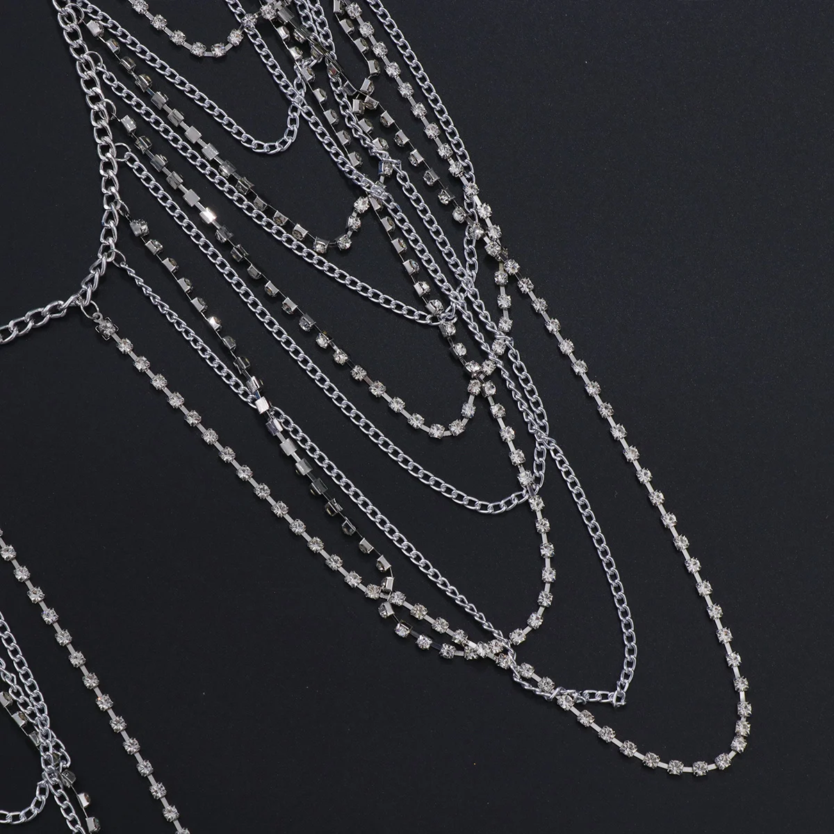 

Stylish Silver Alloy Waist Chain Multilayer Tassel Body Chain Fashion Waist Decoration for Dress Evening Wedding
