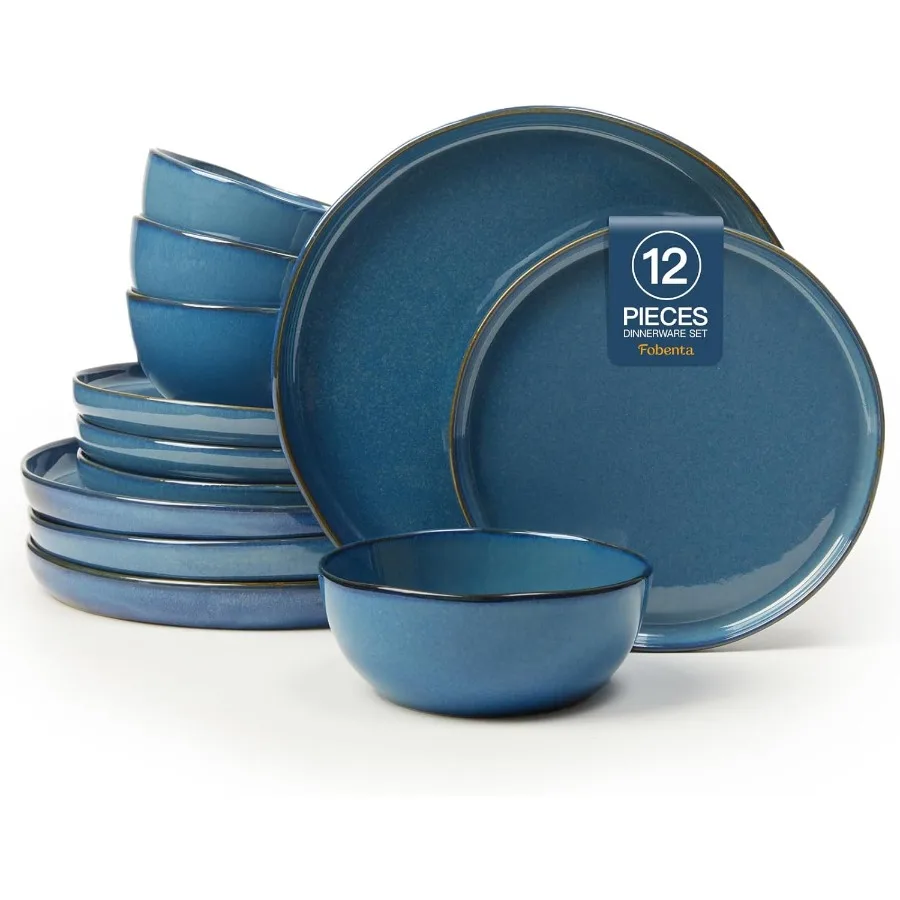 

Ceramic Dinnerware Set 12 Piece Modern Dish Set for Stylish Gatherings Microwave Dishwasher Safe ChipResistant Plates and Bowls