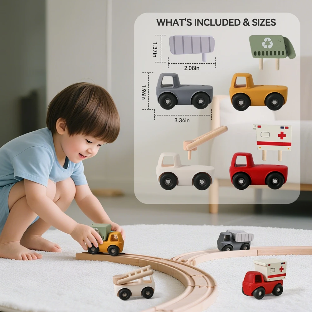 Baby Car Toy Silicone Stacked Building Block Car Multi-occupation Scenario Simulation Game Room Decoration Arrangement Baby Gift