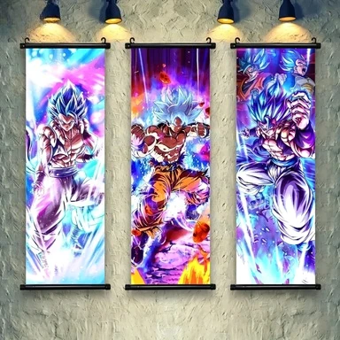 Dragon Ball Poster Anime Wall Art Wukong Picture Vegeta Painting Cloth Super Saiyan Hanging Scroll Family Room Decoration Poster