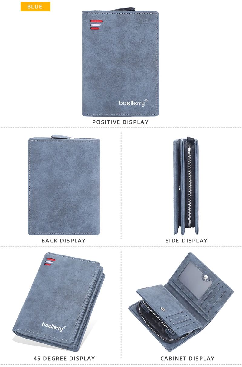Brand Men PU Leather Short Wallet With Zipper Coin Pocket Vintage Big Capacity Male Short Money Purse Card Holder New